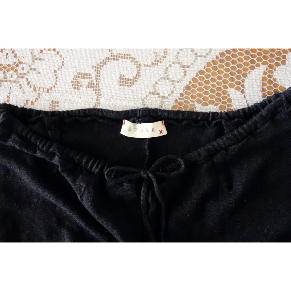 Stark X Black Linen Jersey Knit Slouchy Tie Waist Shorts sz XS Extra Small - Picture 3 of 3